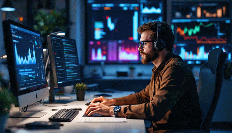 데이터 시각화 도구를 활용해 분석 결과를 보고하는 데이터 기반 의사결정 장면