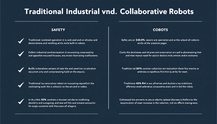 전통 산업용 로봇과 협동로봇의 주요 특징을 비교하는 인포그래픽