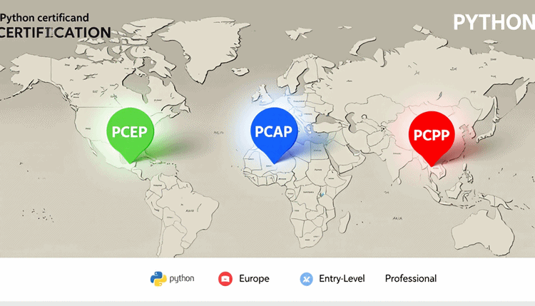 국제 공인 파이썬 자격증의 전 세계적 인정과 중요성을 나타내는 지도