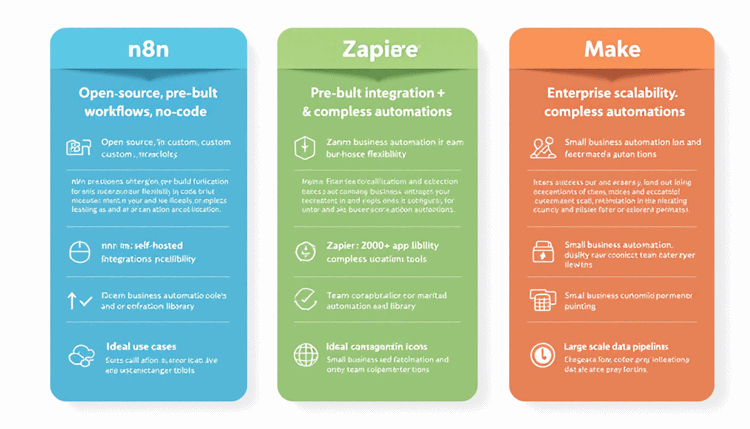 2025년 노코드 자동화 툴의 장점과 추천 케이스를 한눈에 보여주는 요약 인포그래픽