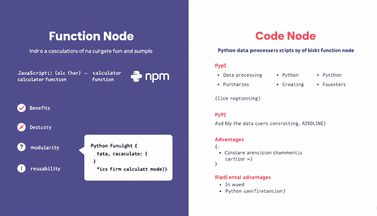 Function 노드와 Code 노드의 차이점을 설명하는 인포그래픽