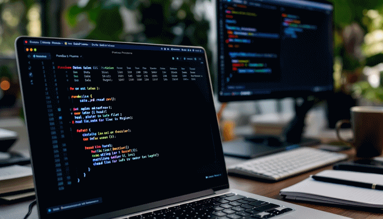 판다스로 CSV 파일을 불러와 데이터프레임을 다루는 코드와 결과가 보이는 컴퓨터 화면