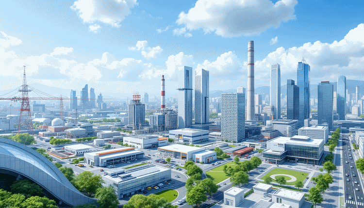 대구와 인천 지역의 로봇 산업 육성 정책을 보여주는 도시 경관과 산업 현장.