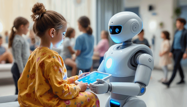 서울재활병원의 소아·청소년 맞춤형 재활로봇 치료 장면