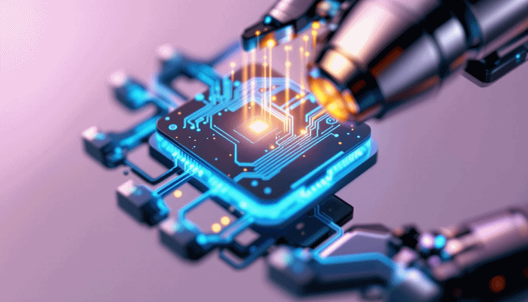 로봇 부품에 내장된 엣지 AI 스마트 센서 장치의 실사 이미지