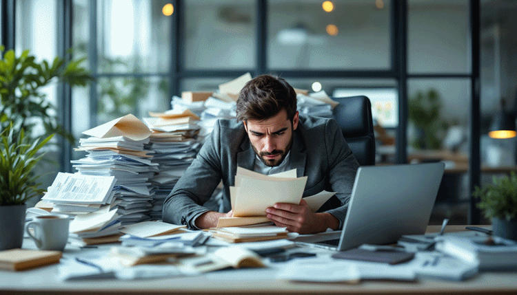 반복적인 엑셀 작업과 야근에 지친 직장인의 모습