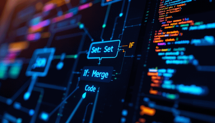 n8n 워크플로우와 JSON 데이터 구조를 보여주는 복잡한 자동화 인터페이스 이미지