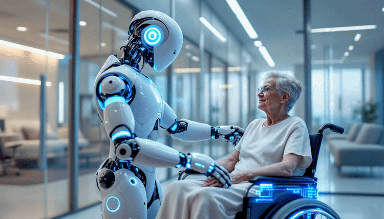 최첨단 재활로봇이 고령 환자를 돕는 모습